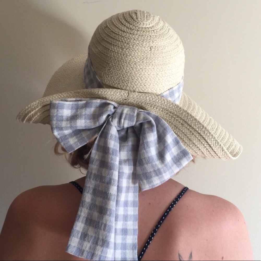 ASOS Floppy Beach Hat Gingham Bow